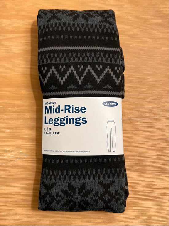 Old Navy Pants - Old Navy Black and Dark Gray Patterned Mid-Rise Leggings